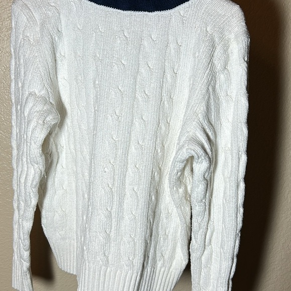 Ralph Lauren Cream and Navy V-Neck Sweater - Picture 4 of 5